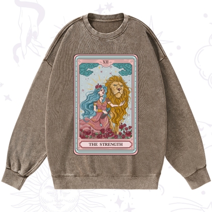 Purplehecate The Strength Tarot Washed Sweatshirt