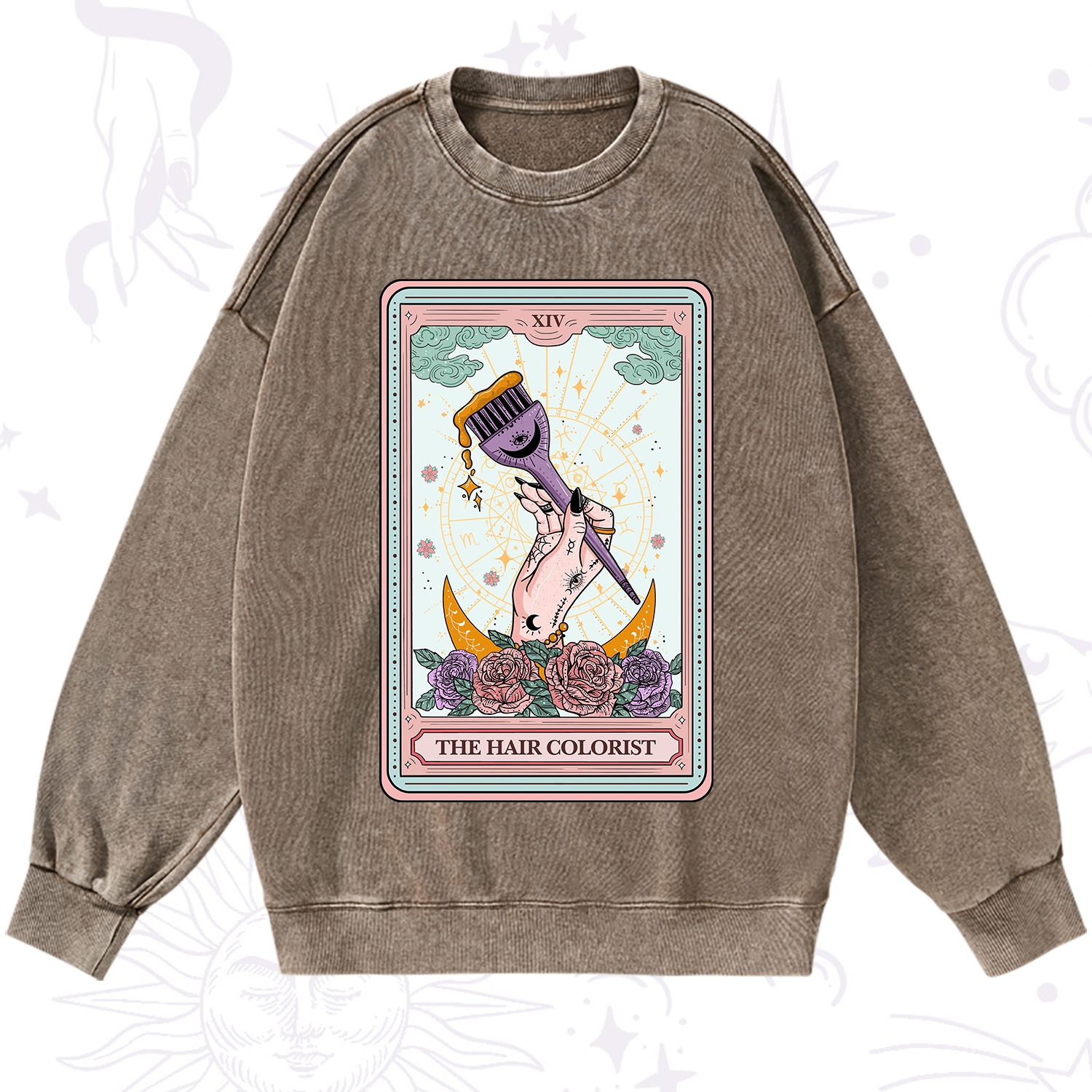 Purplehecate The Hair Colorist Tarot Washed Sweatshirt
