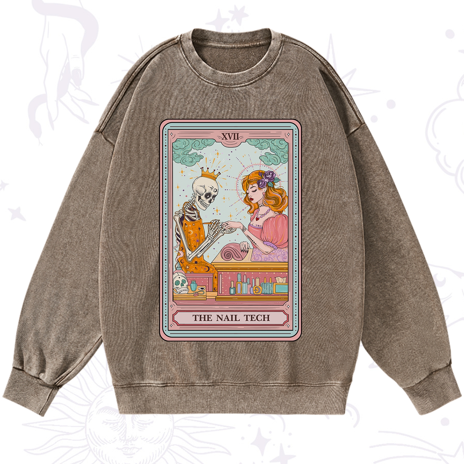 Purplehecate The Nail Tech Life Tarot Washed Sweatshirt