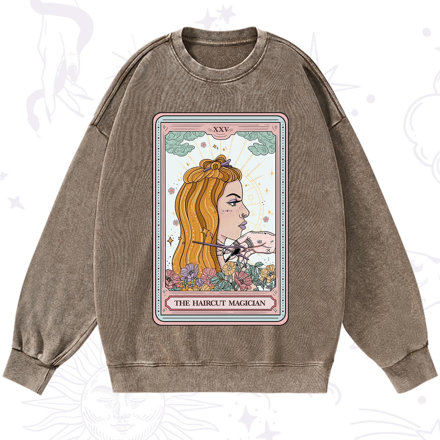 Purplehecate The Haircut Magician Tarot Washed Sweatshirt
