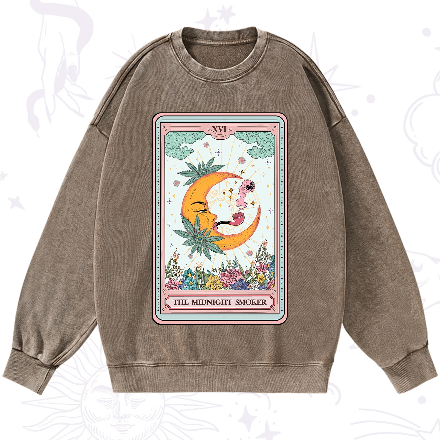 Purplehecate The Midnight Smoker Tarot Washed Sweatshirt
