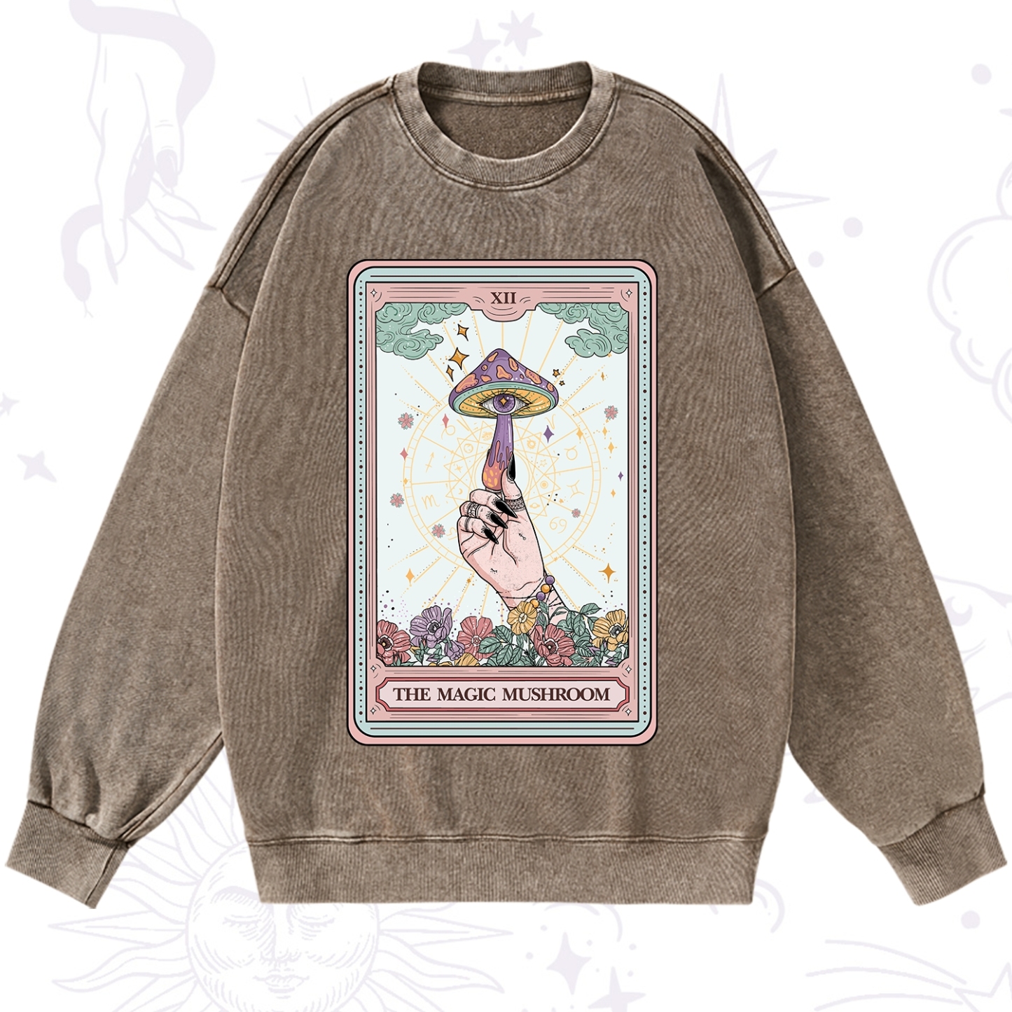 Purplehecate The Magic Murshroom Tarot Washed Sweatshirt