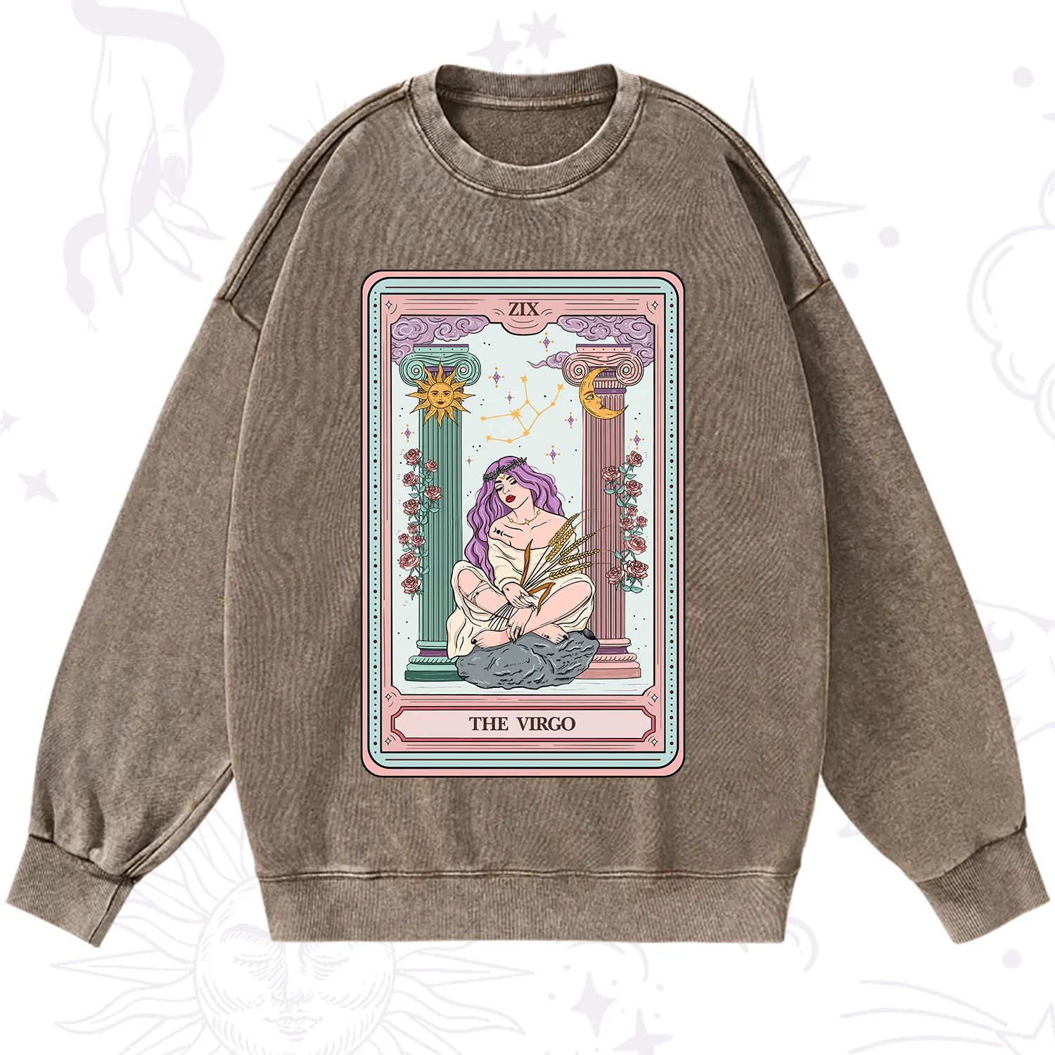 Purplehecate The Virgo Goddess Tarot Washed Sweatshirt