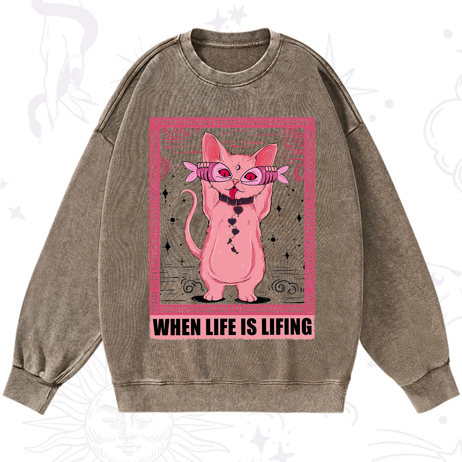 Purplehecate When Life Is Lifting Washed Sweatshirt