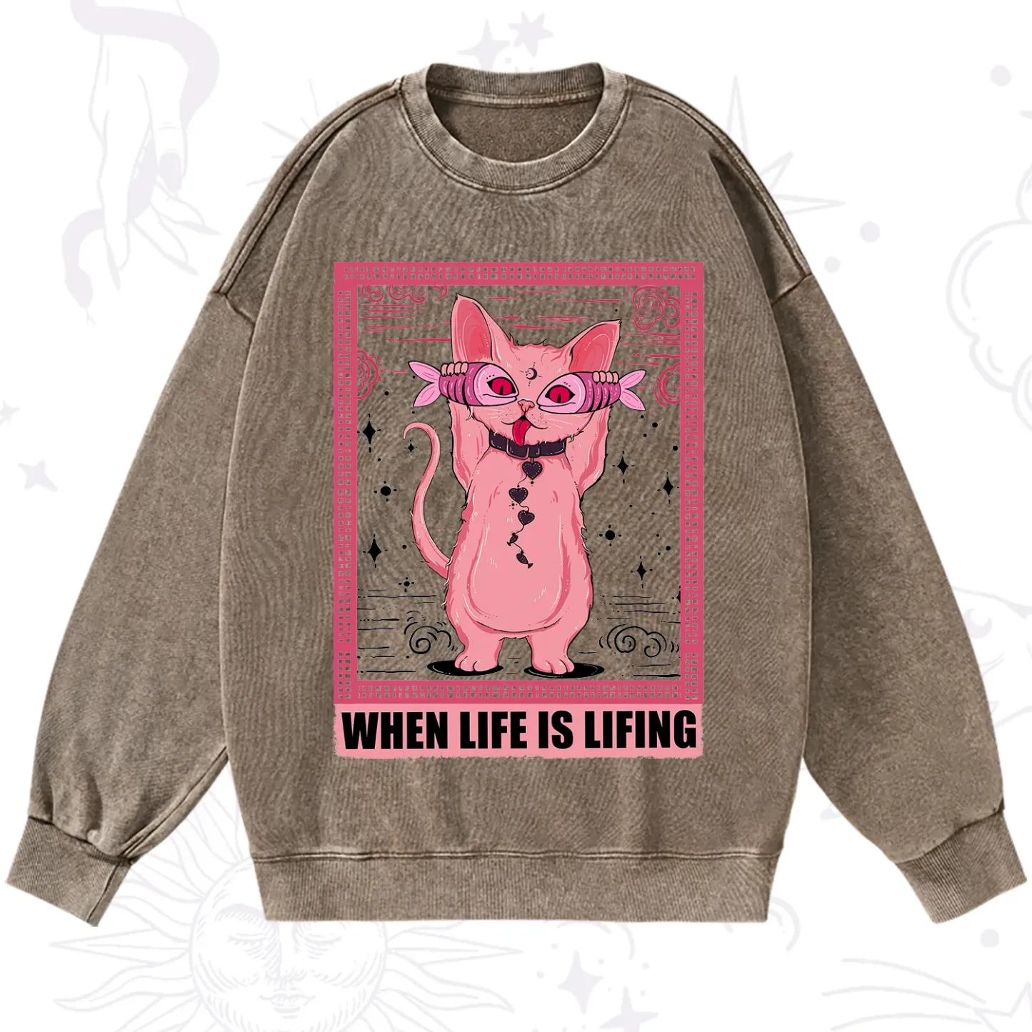 Purplehecate When Life Is Lifting Washed Sweatshirt