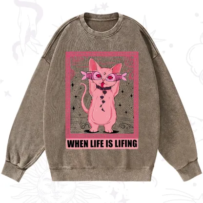 Purplehecate When Life Is Lifting Washed Sweatshirt