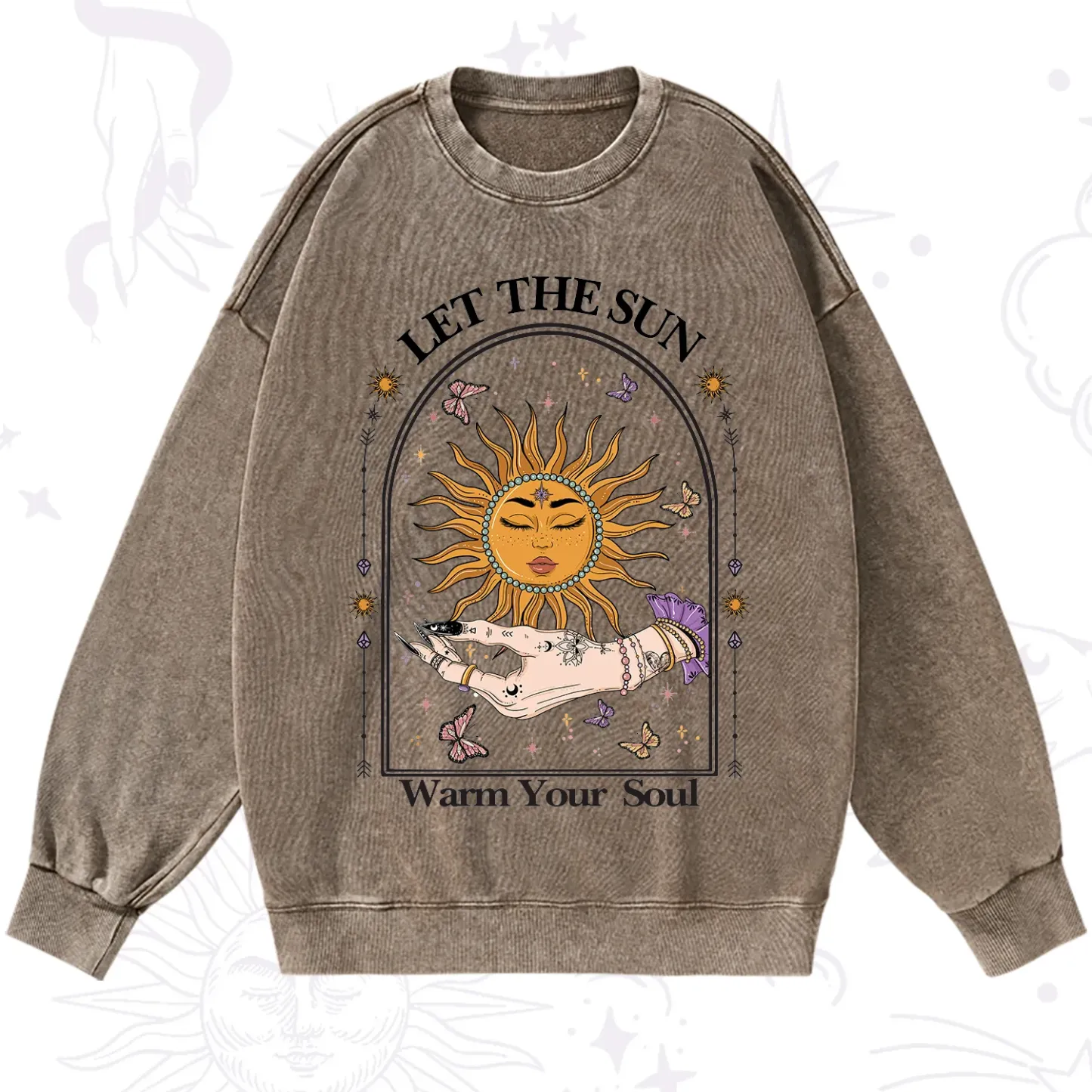 Purplehecate Let The Sun Warm Your Soul Washed Sweatshirt