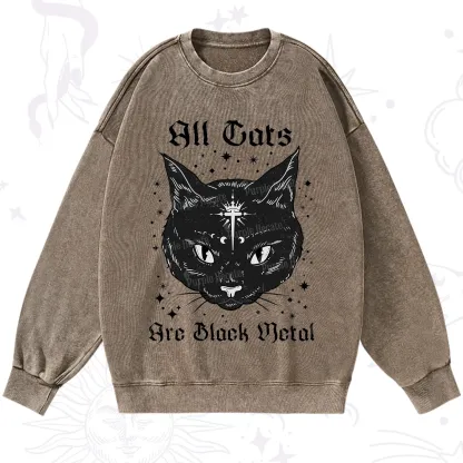 Purplehecate All Cats Are Black Metal Washed Sweatshirt