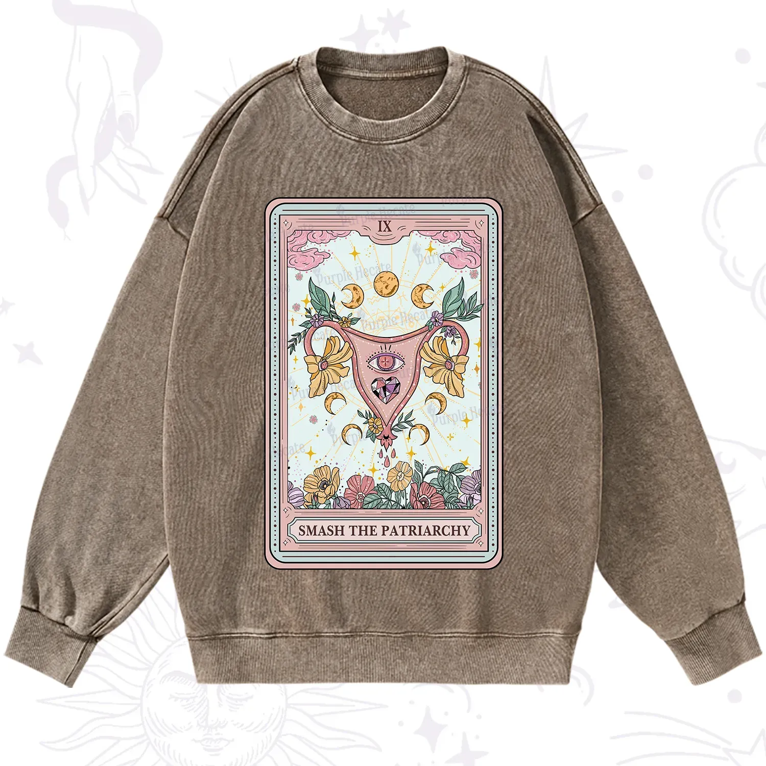 Purplehecate The Smash the Patriarchy Tarot Washed Sweatshirt