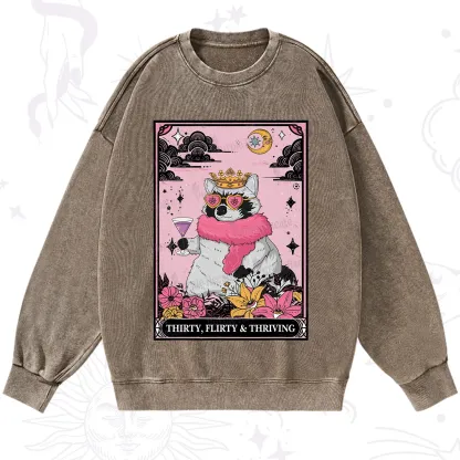 Purplehecate The Thirty Flirty Thriving Oracle Card Washed Sweatshirt