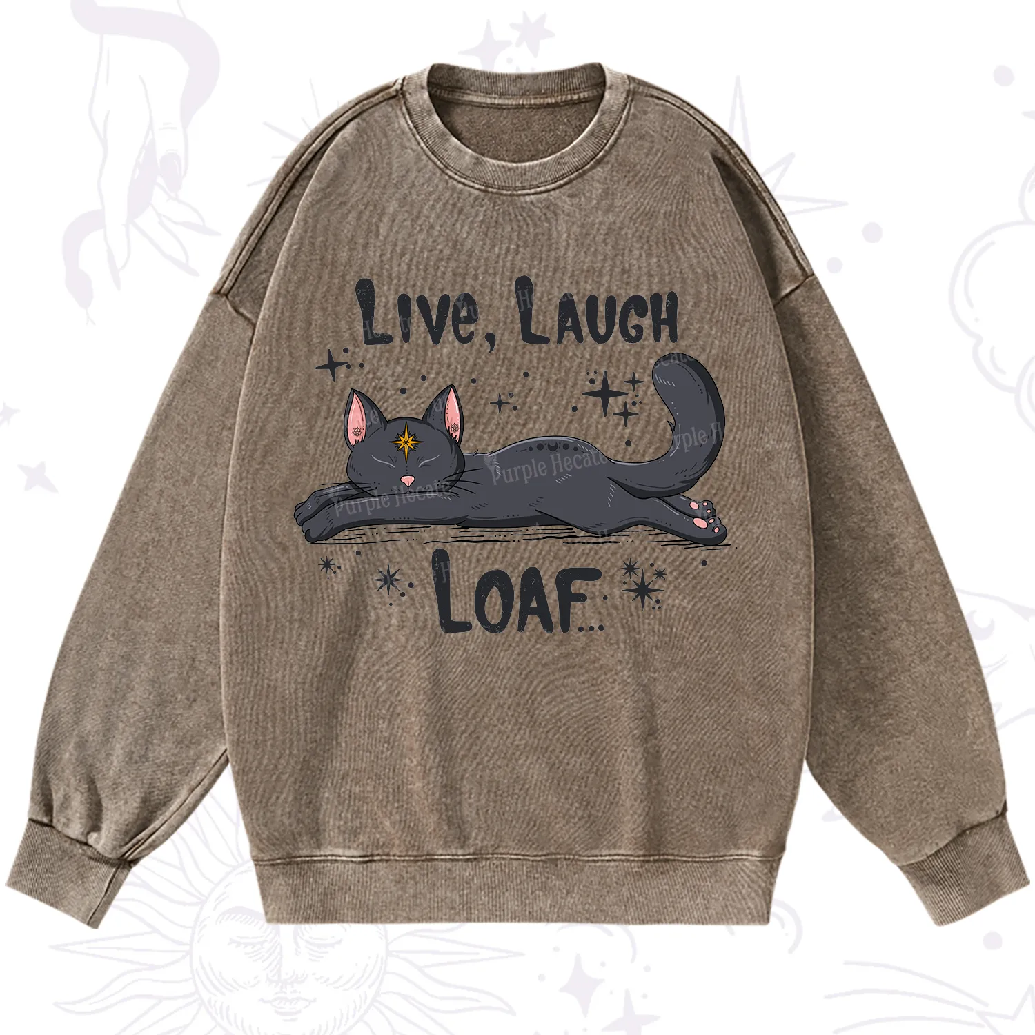 Purplehecate Live Laugh Loaf Washed Sweatshirt
