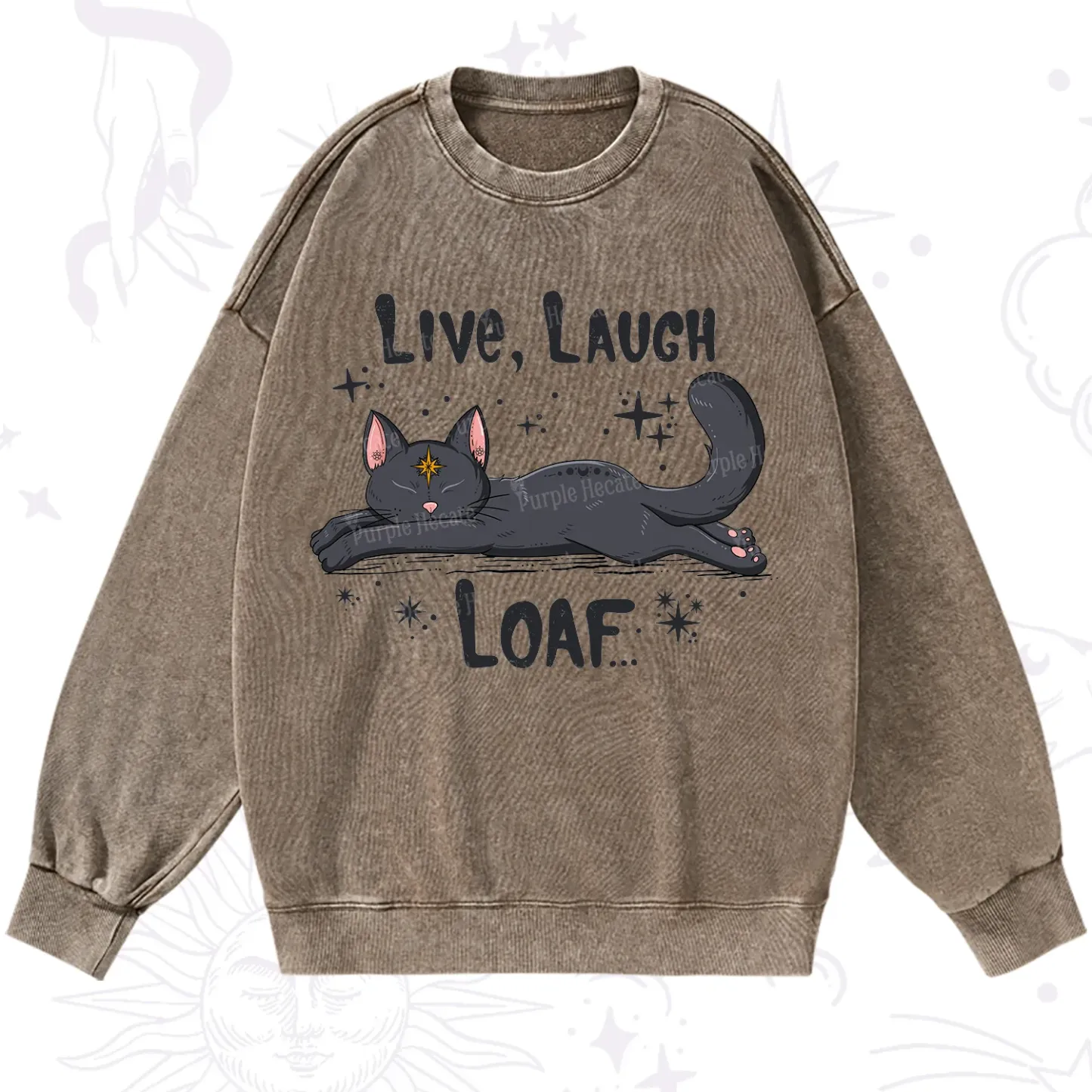 Purplehecate Live Laugh Loaf Washed Sweatshirt