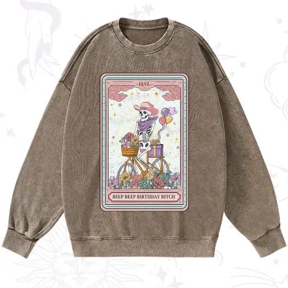 Purplehecate The Beep Beep Birthday Bitch Tarot Washed Sweatshirt