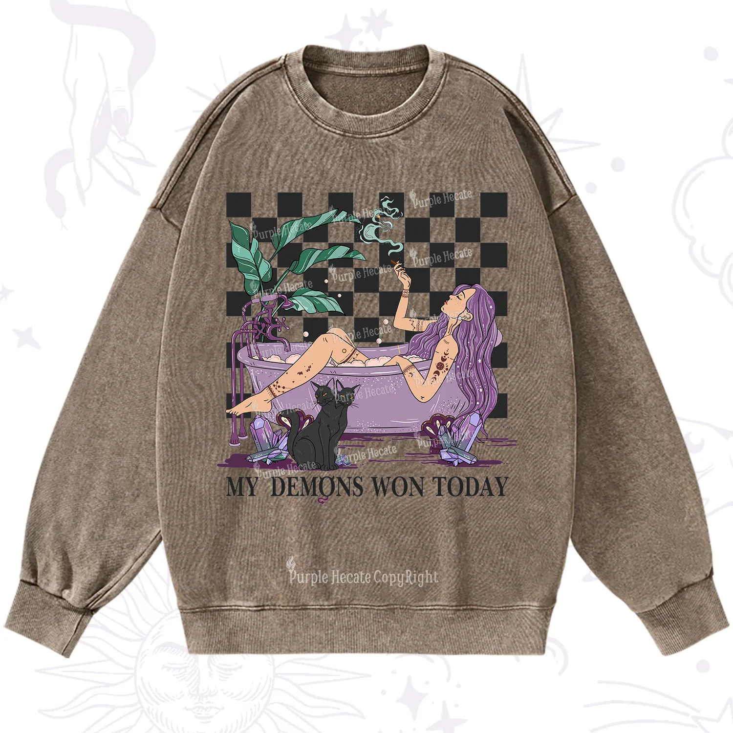 Purplehecate My Demons Won Today Washed Sweatshirt