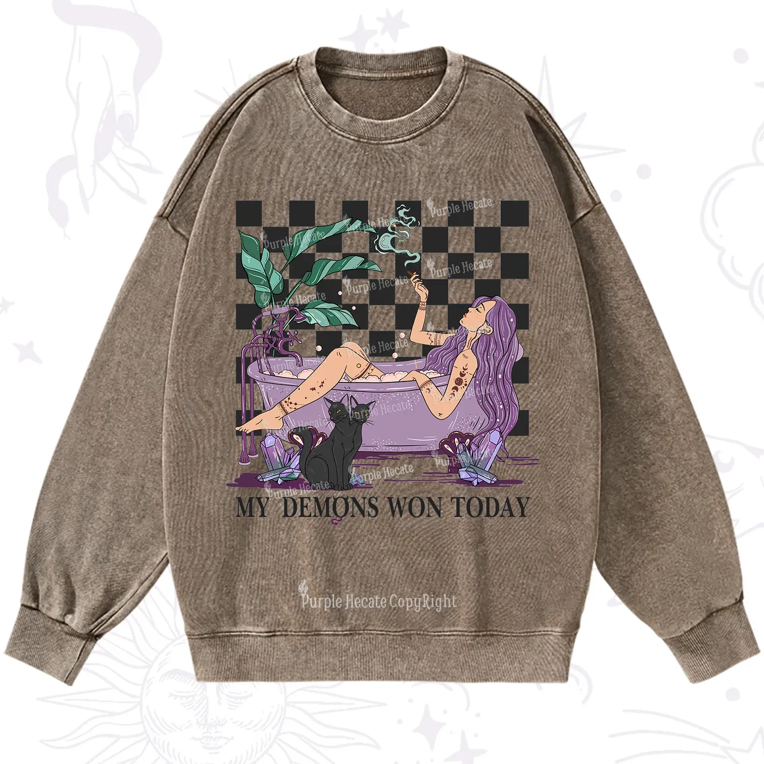 Purplehecate My Demons Won Today Washed Sweatshirt