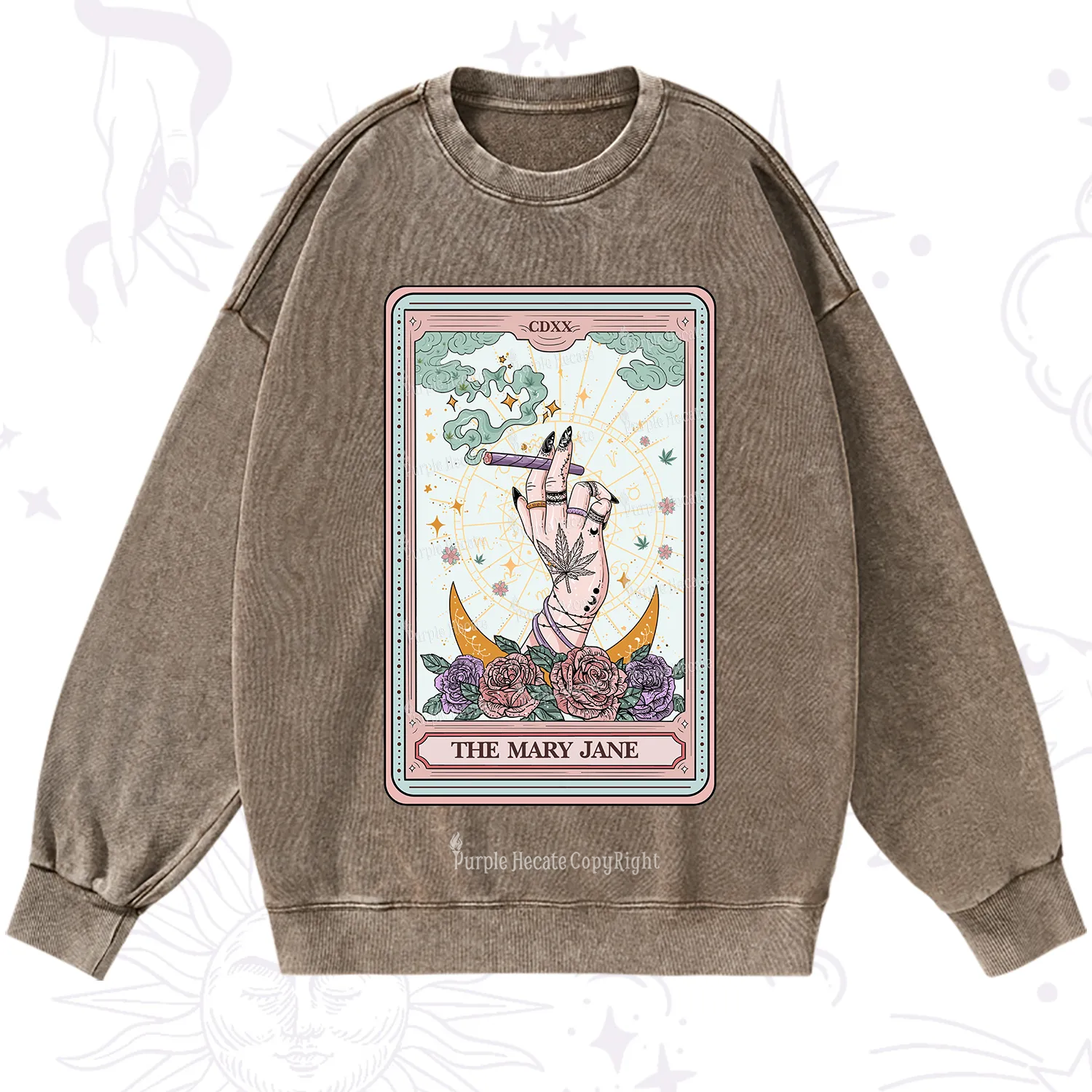 Purplehecate The Mary Jane Tarot Washed Sweatshirt