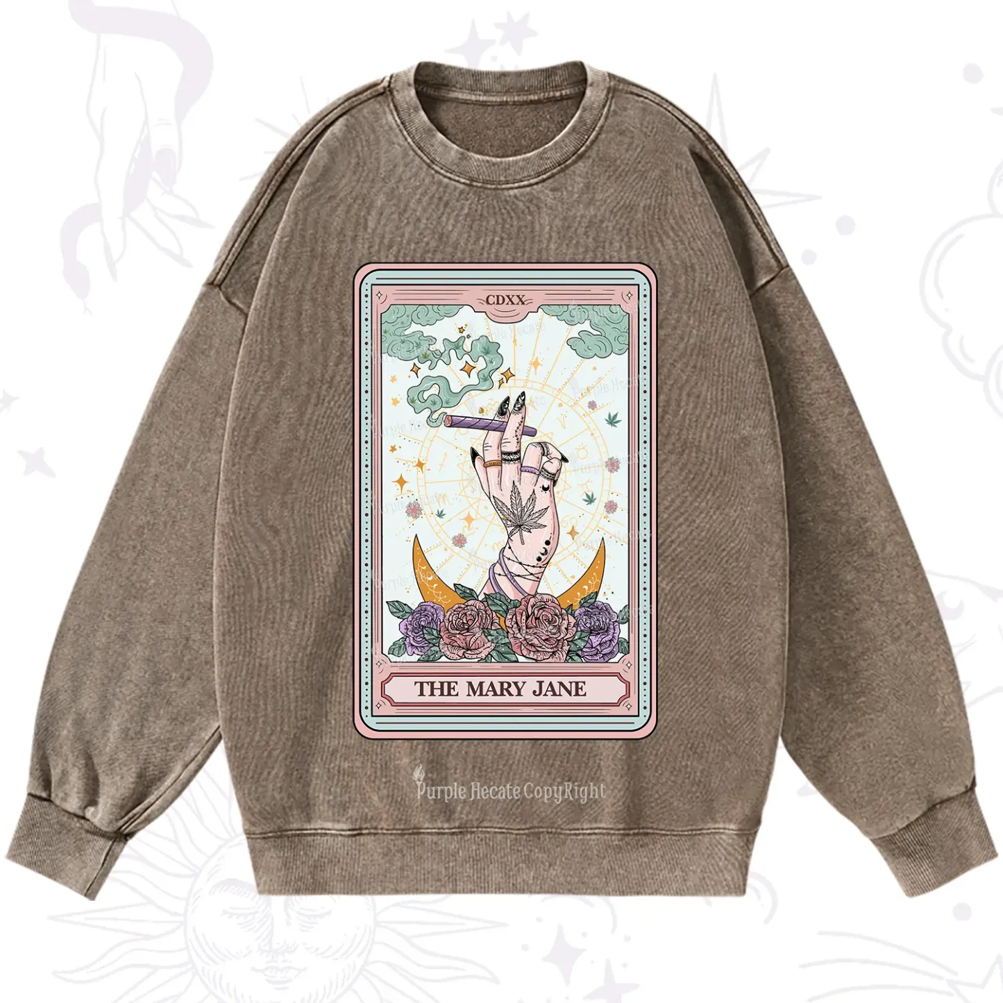Purplehecate The Mary Jane Tarot Washed Sweatshirt