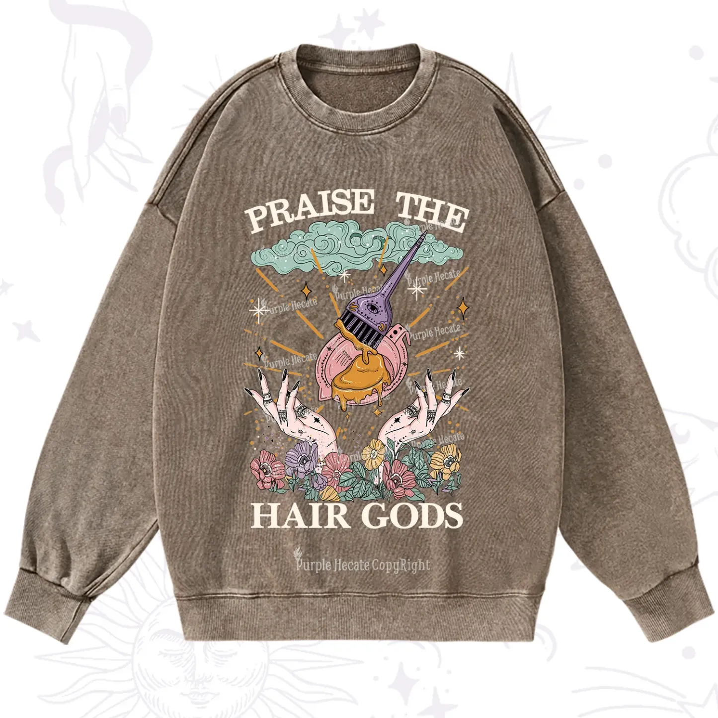 Purplehecate Praise The Hair Gods Washed Sweatshirt