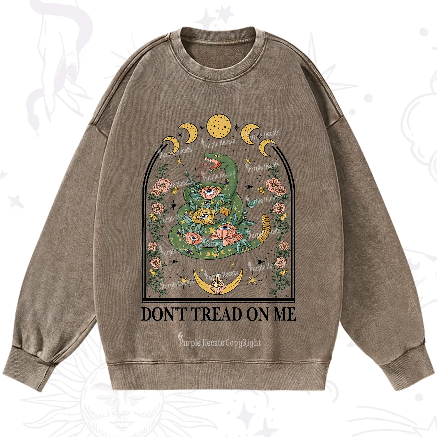 Purplehecate Don't Tread On Me Washed Sweatshirt