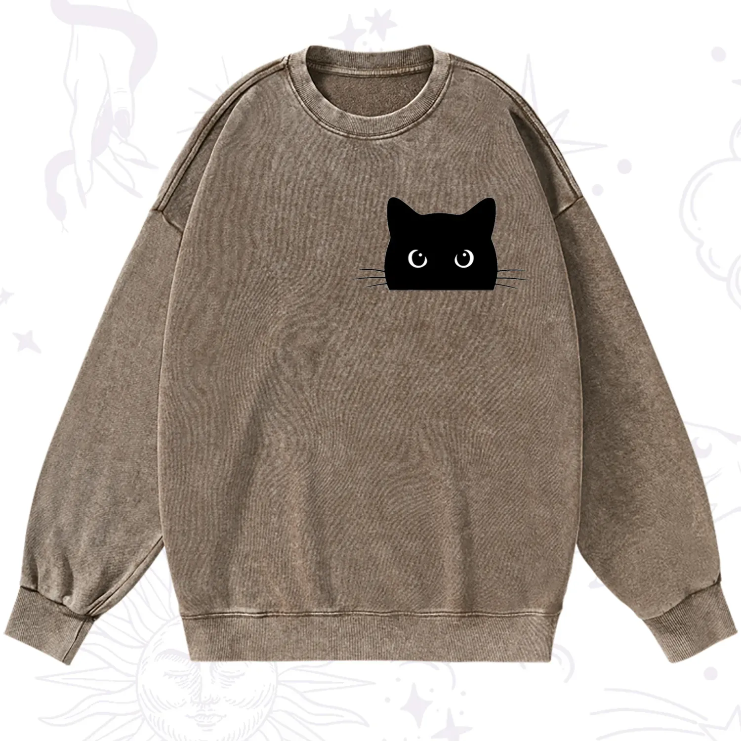 Purplehecate Black Cat Washed Sweatshirt