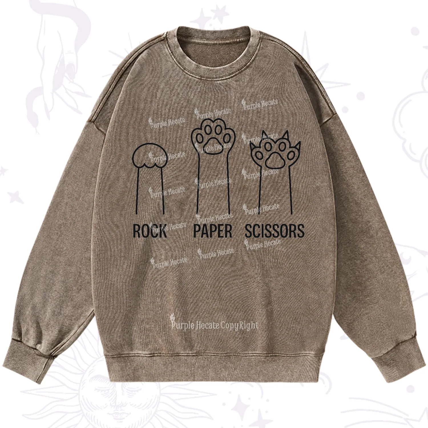 Purplehecate Rock Paper Scissors Cat Paw Edition Washed Sweatshirt