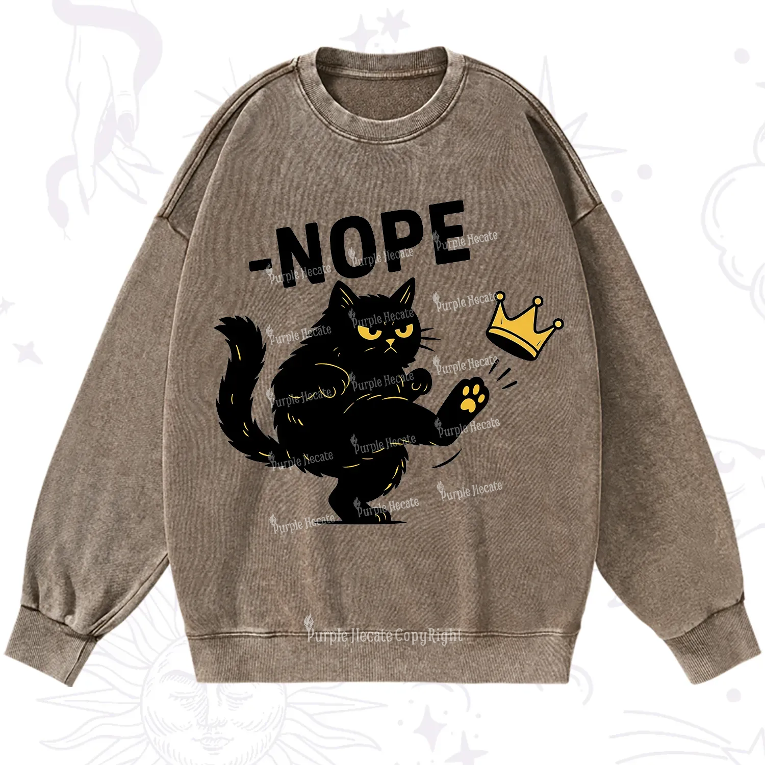 Purplehecate No Kings Black Cat Washed Sweatshirt