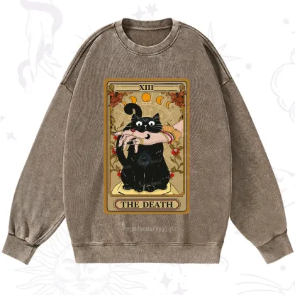 Purplehecate The Death Tarot Black Cat Washed Sweatshirt