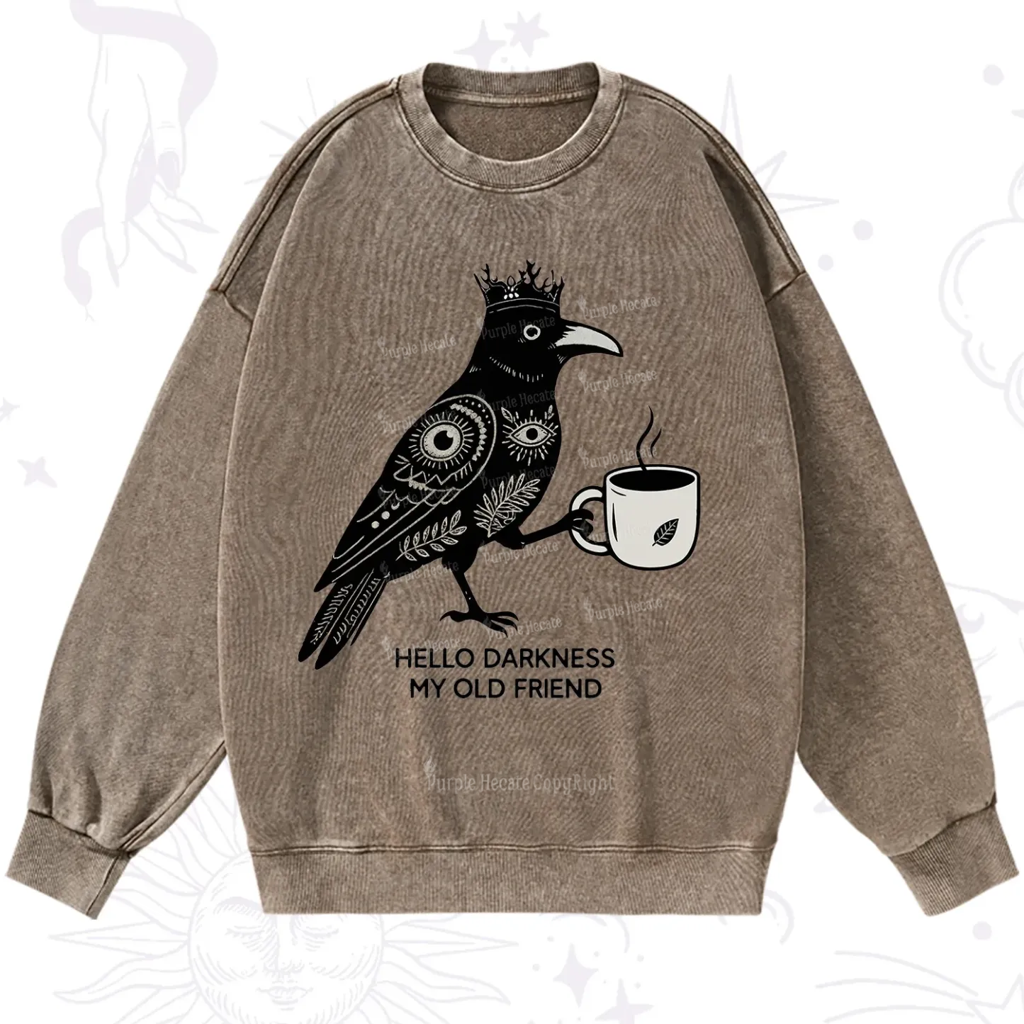 Purplehecate Hello Darkness My Old Friend Washed Sweatshirt