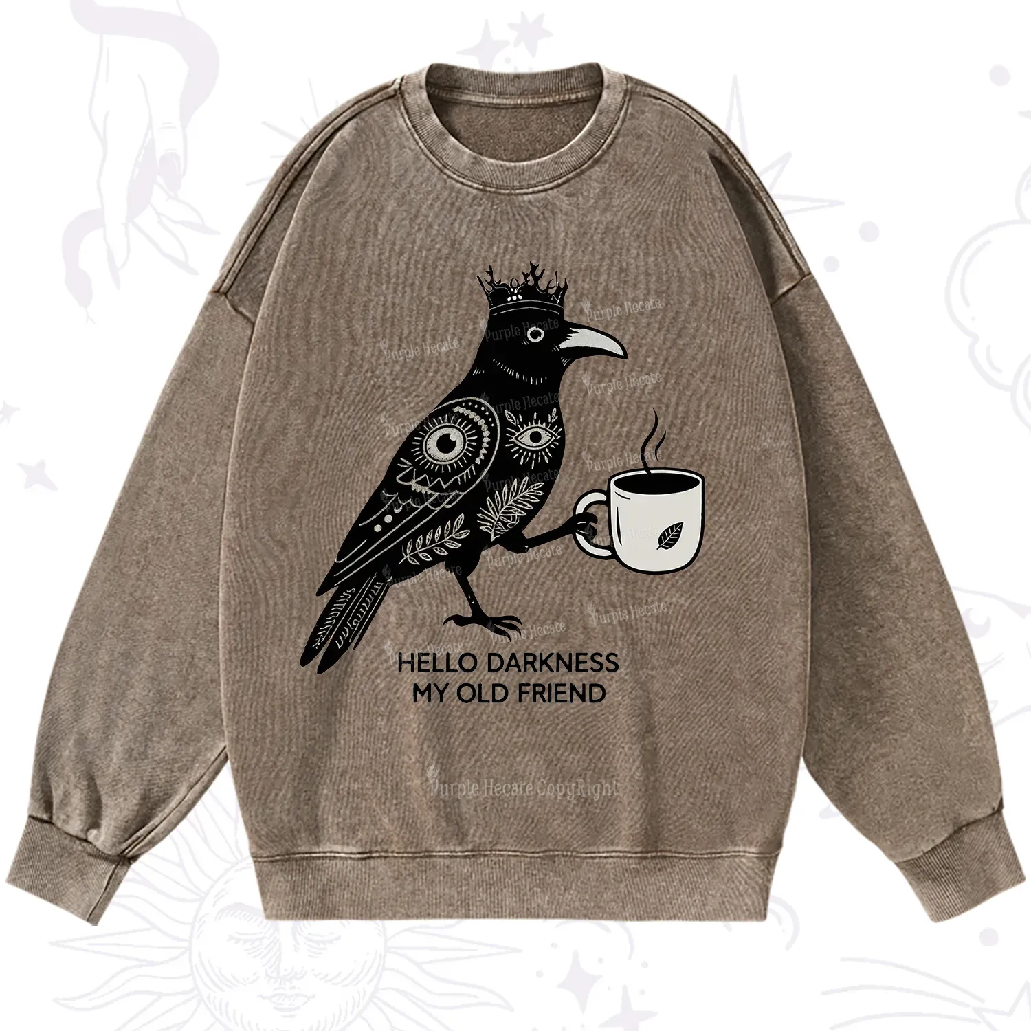Purplehecate Hello Darkness My Old Friend Washed Sweatshirt