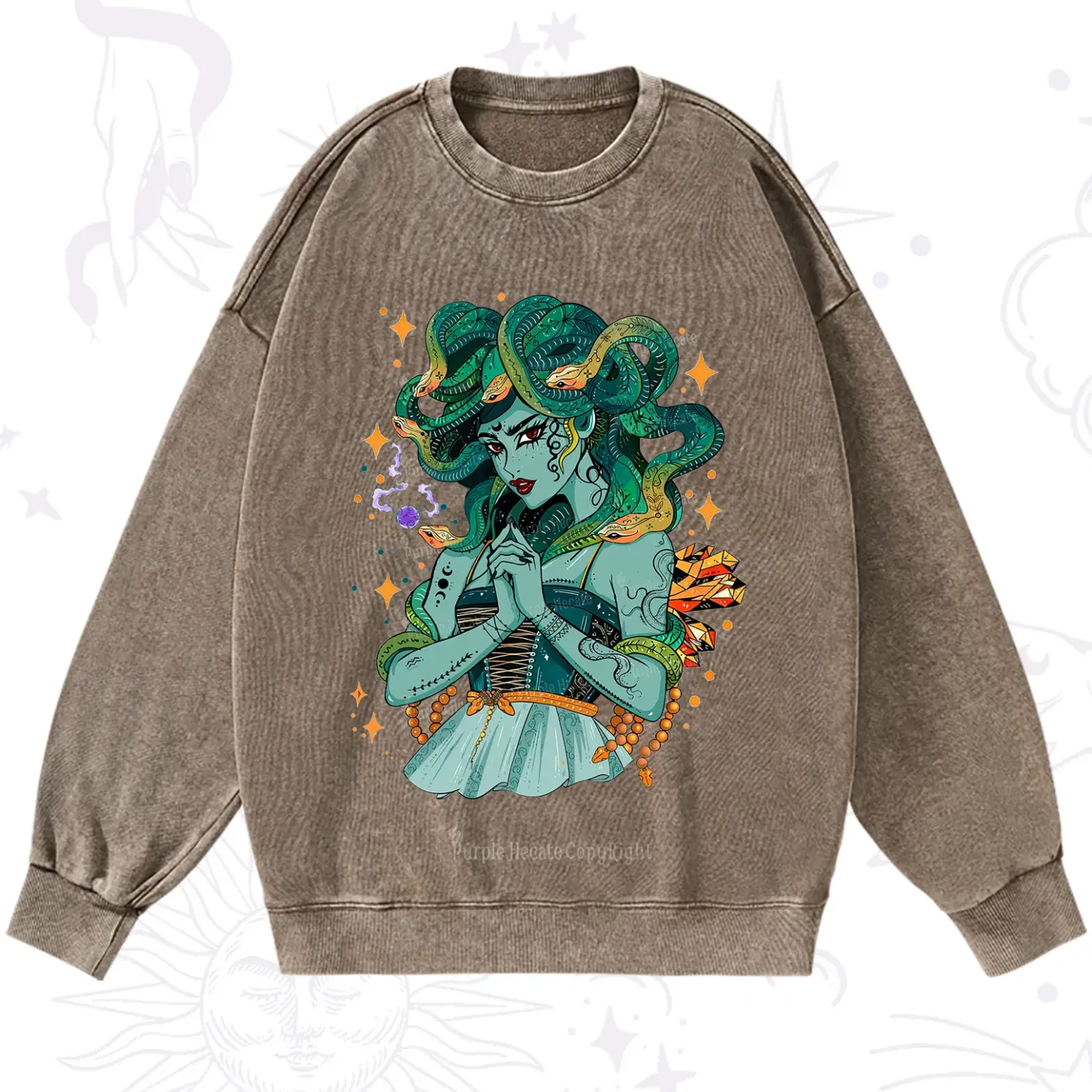 Purplehecate The Gorgon Medusa Washed Sweatshirt
