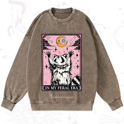 Purplehecate The In My Feral Era Tarot Raccoon Washed Sweatshirt