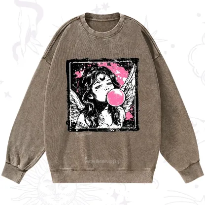 Purplehecate Grunge Angel with Bubblegum Washed Sweatshirt