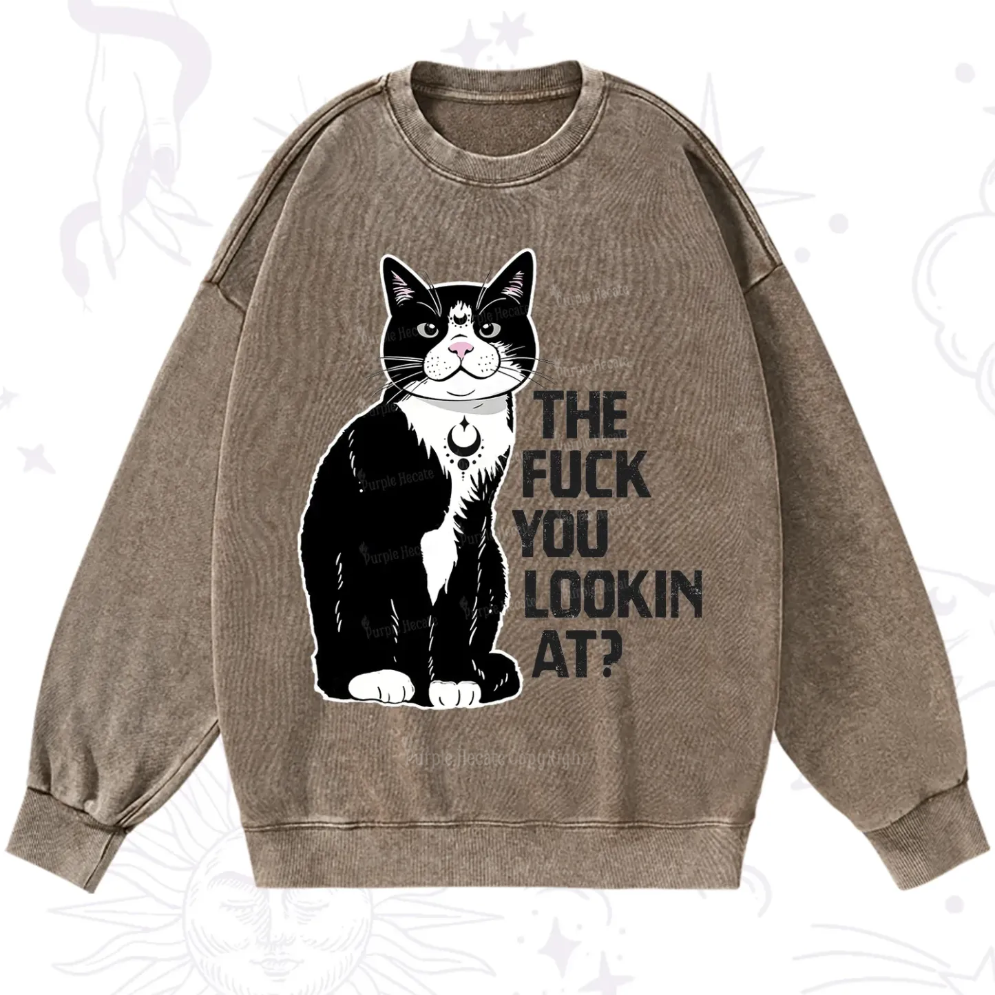 Purplehecate The Fuck You Lookin At Washed Sweatshirt