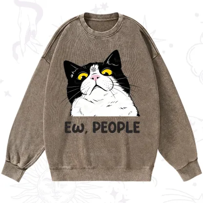 Purplehecate Ew People Cat Washed Sweatshirt