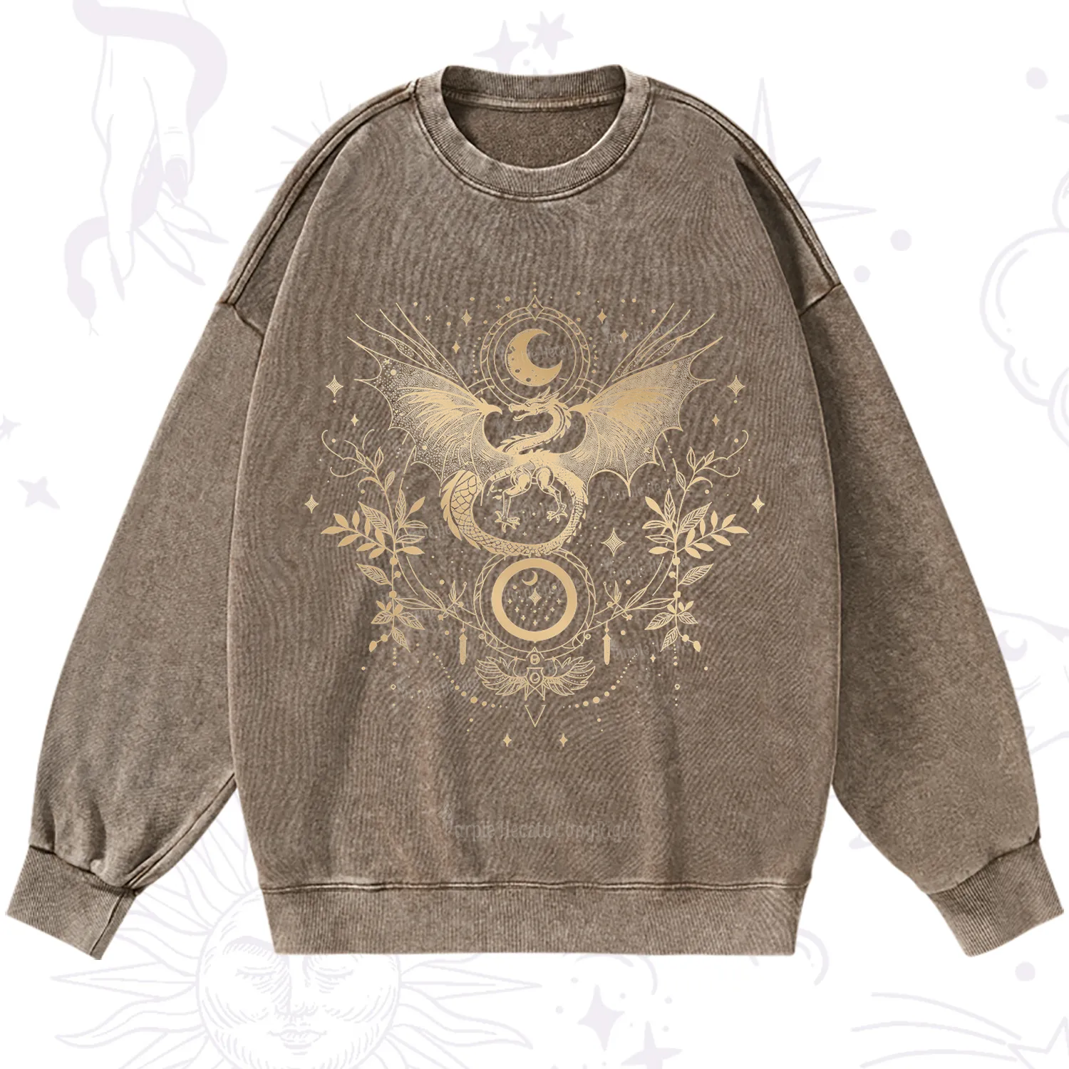 Purplehecate Celestial Dragon Moon Phase Washed Sweatshirt