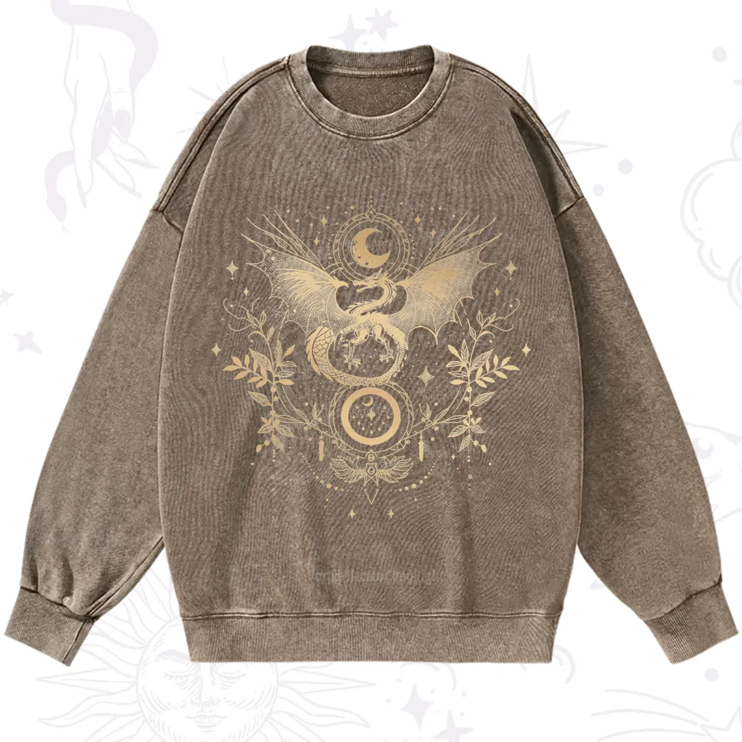 Purplehecate Celestial Dragon Moon Phase Washed Sweatshirt