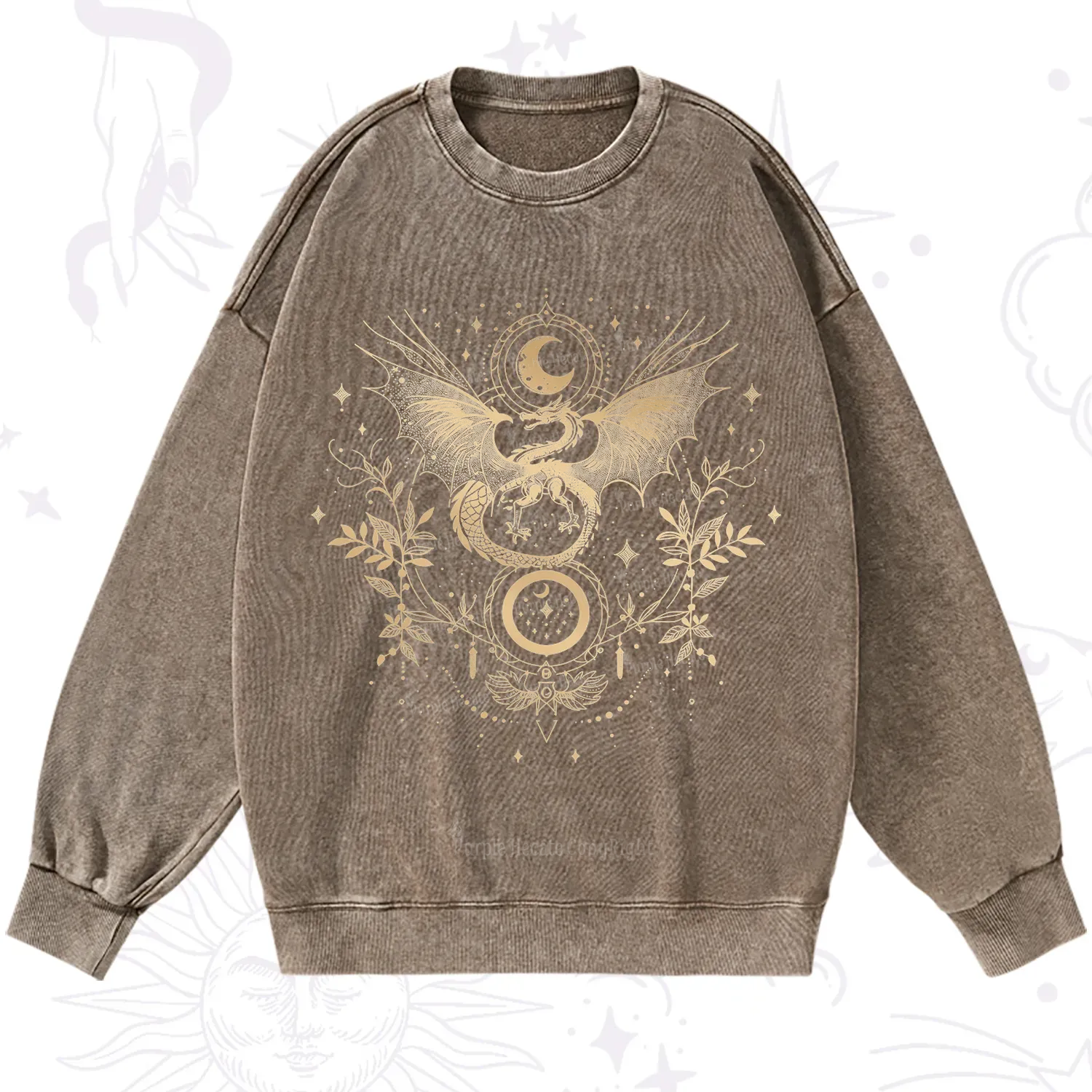 Purplehecate Celestial Dragon Moon Phase Washed Sweatshirt