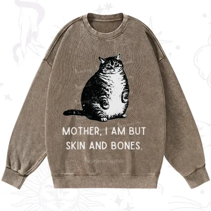 Purplehecate Cat Mother I Am But Skin And Bones Washed Sweatshirt
