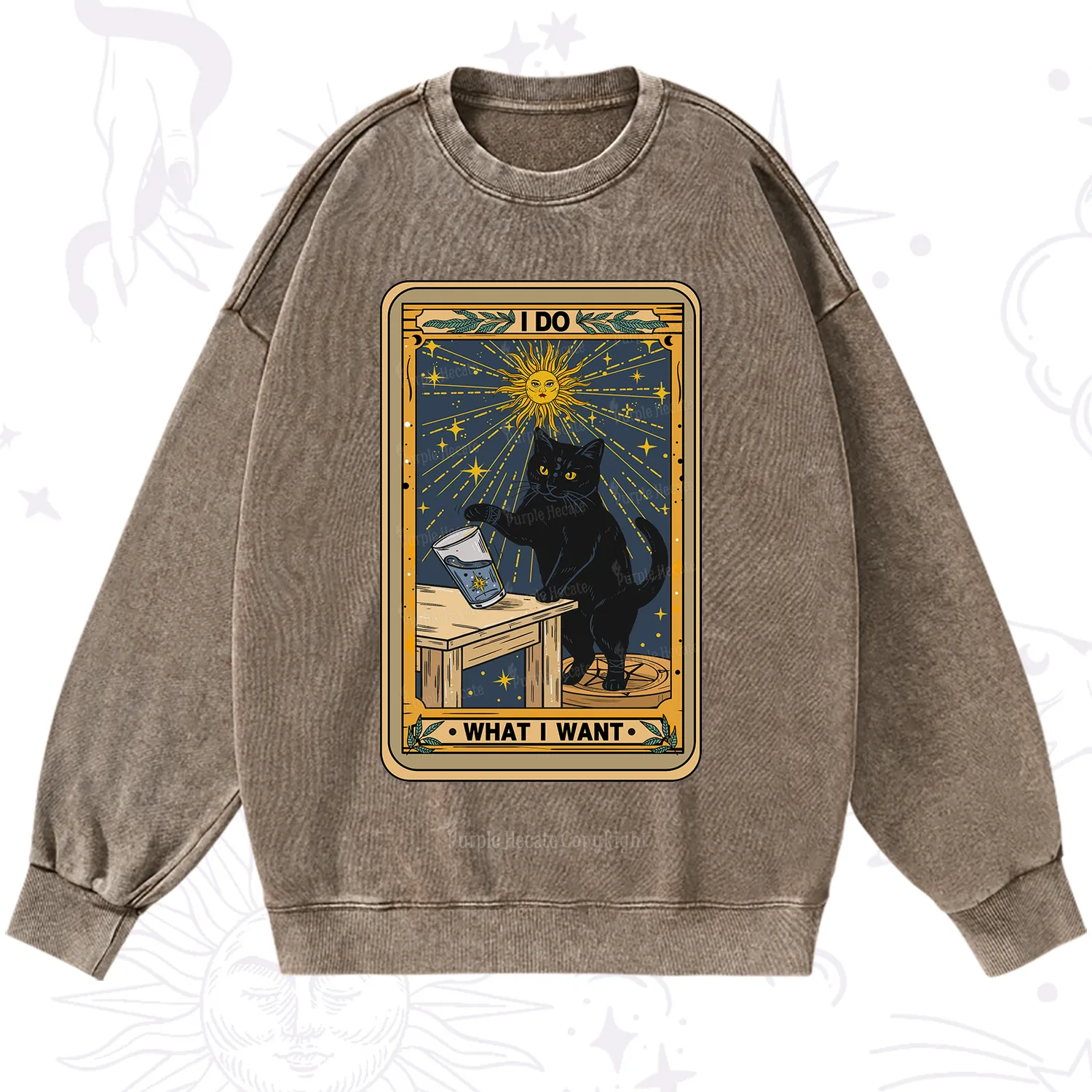 Purplehecate I Do What I Want Cats Washed Sweatshirt