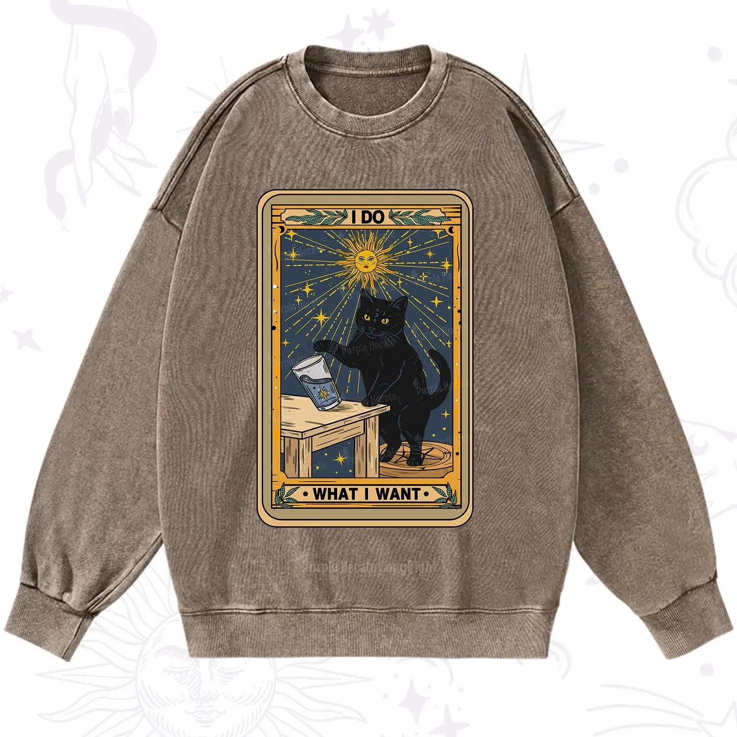 Purplehecate I Do What I Want Cats Washed Sweatshirt