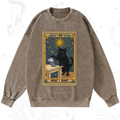 Purplehecate I Do What I Want Cats Washed Sweatshirt
