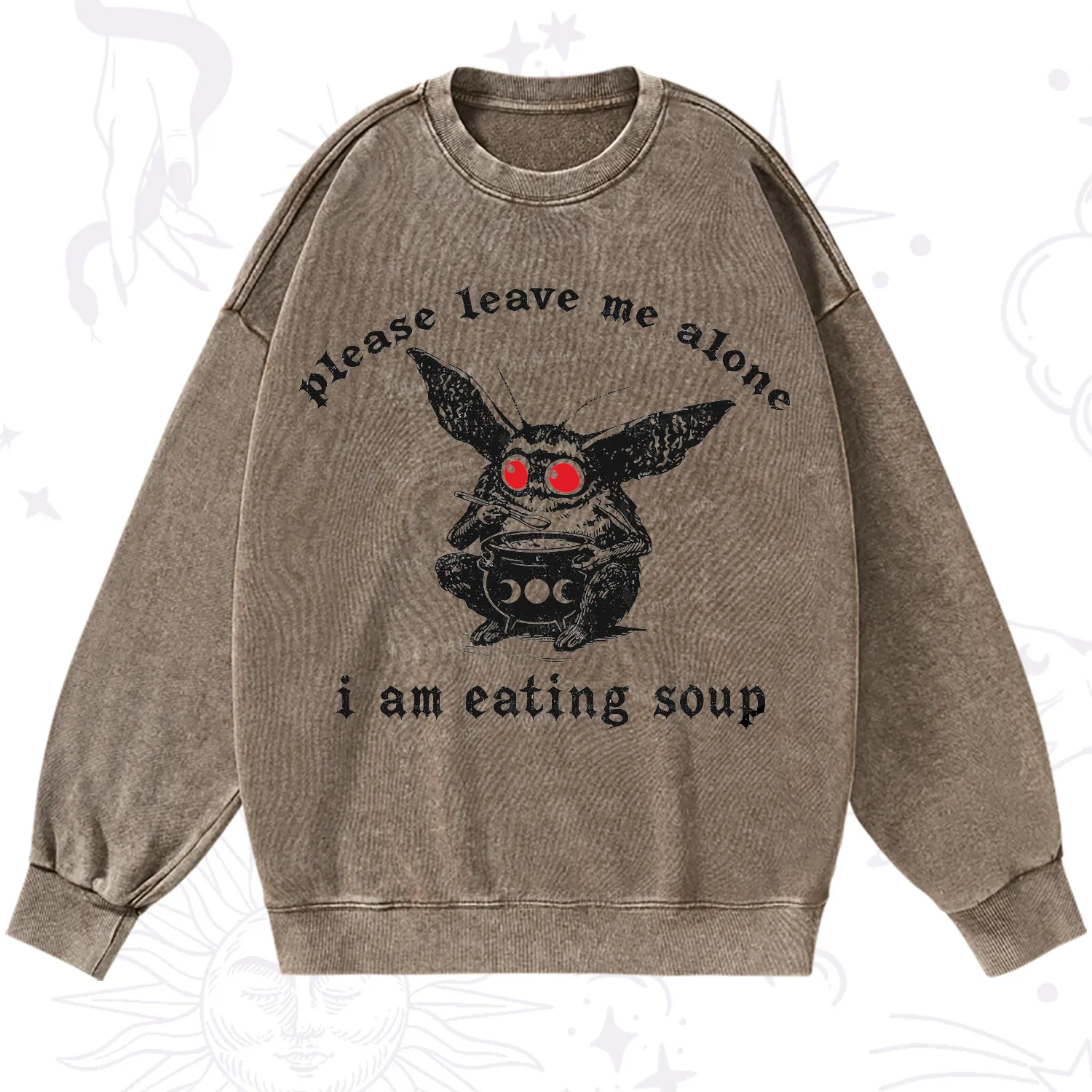 Purplehecate Mothman Eating Soup Washed Sweatshirt
