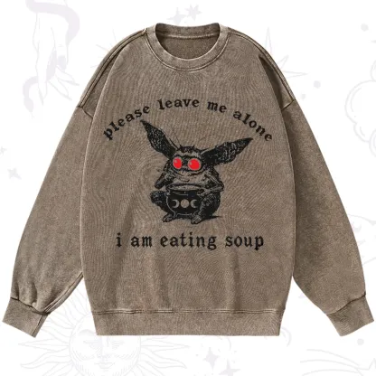 Purplehecate Mothman Eating Soup Washed Sweatshirt