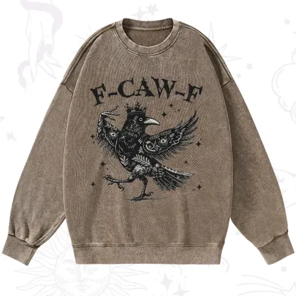Purplehecate F-caw-f Funny Crow Washed Sweatshirt