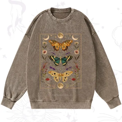 Purplehecate Sun and Moon Butterfly Washed Sweatshirt