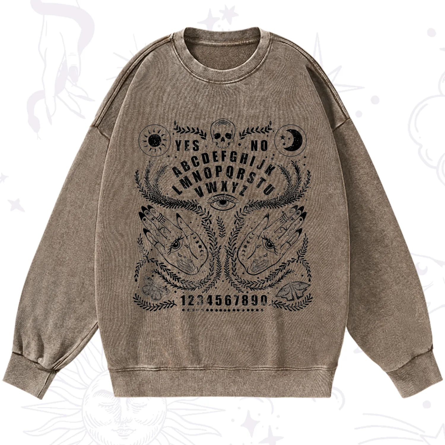 Purplehecate Ouija Spirit Board Washed Sweatshirt
