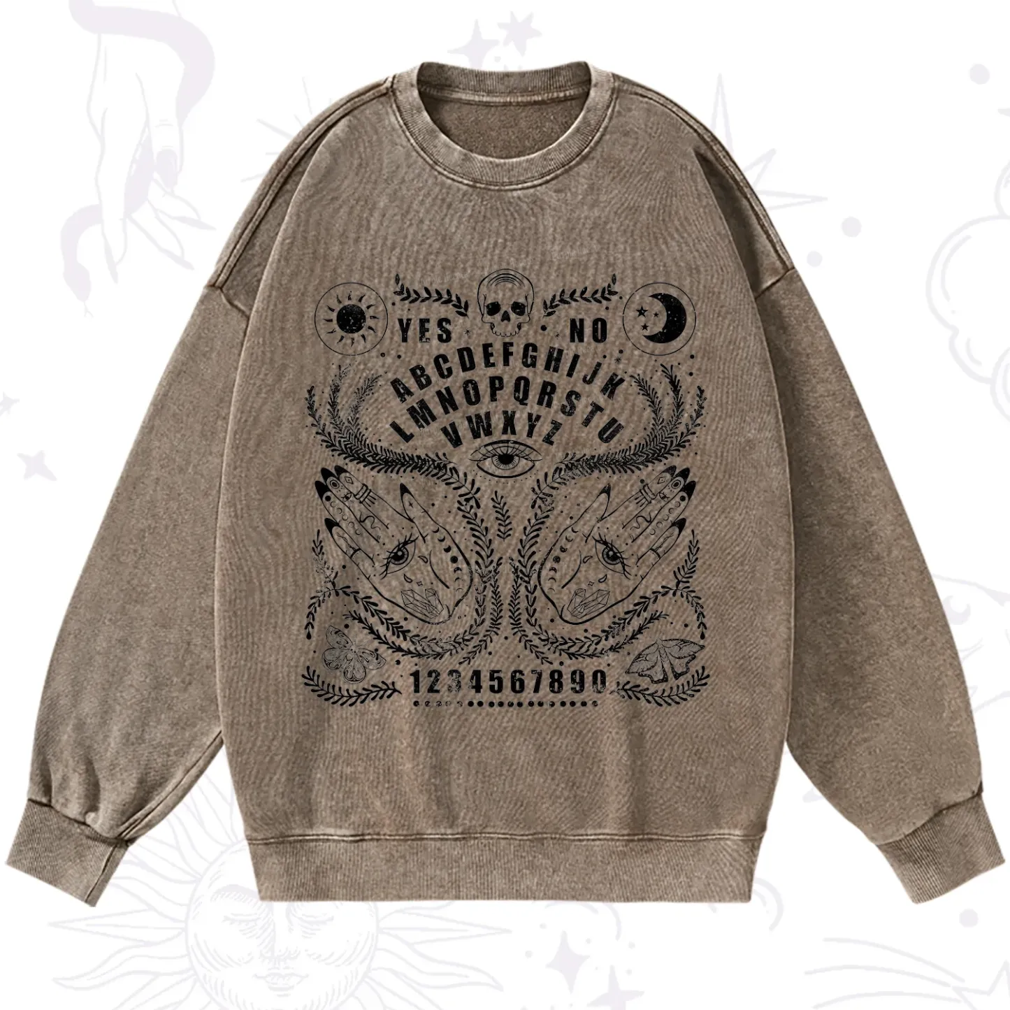 Purplehecate Ouija Spirit Board Washed Sweatshirt