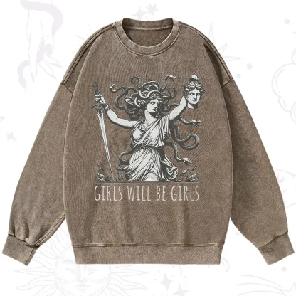 Purplehecate Girls Will Be Girls Medusa Washed Sweatshirt