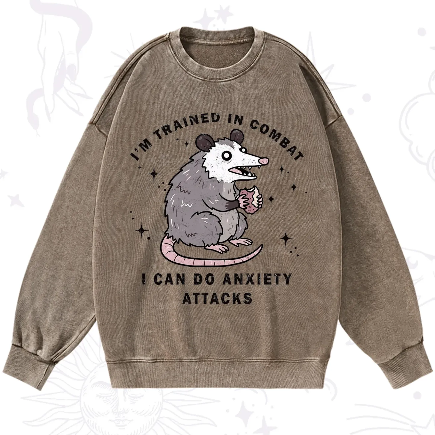 Purplehecate Anixety Attack Opossum Washed Sweatshirt
