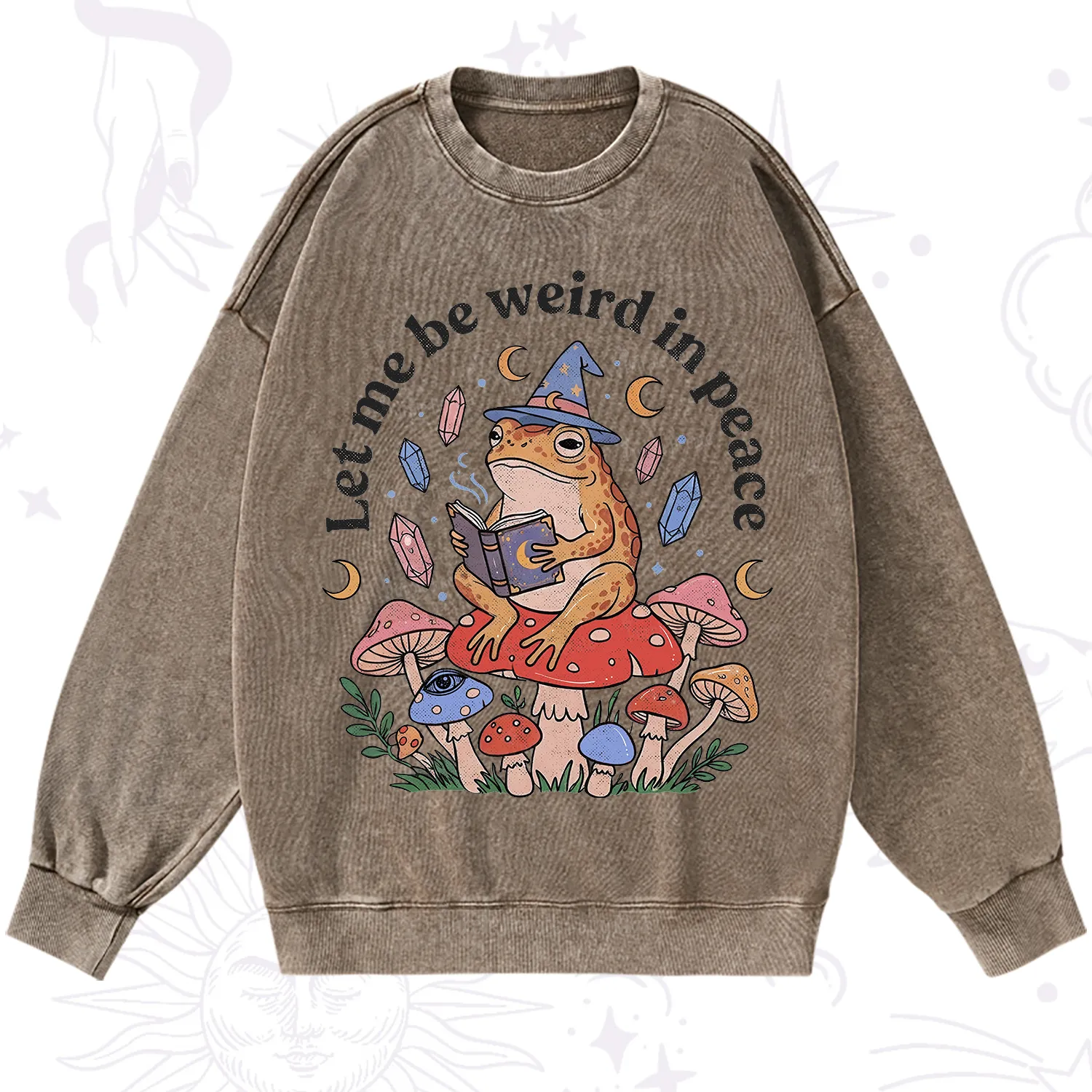 Purplehecate Let Me Be Weird in Peace Frog Washed Sweatshirt
